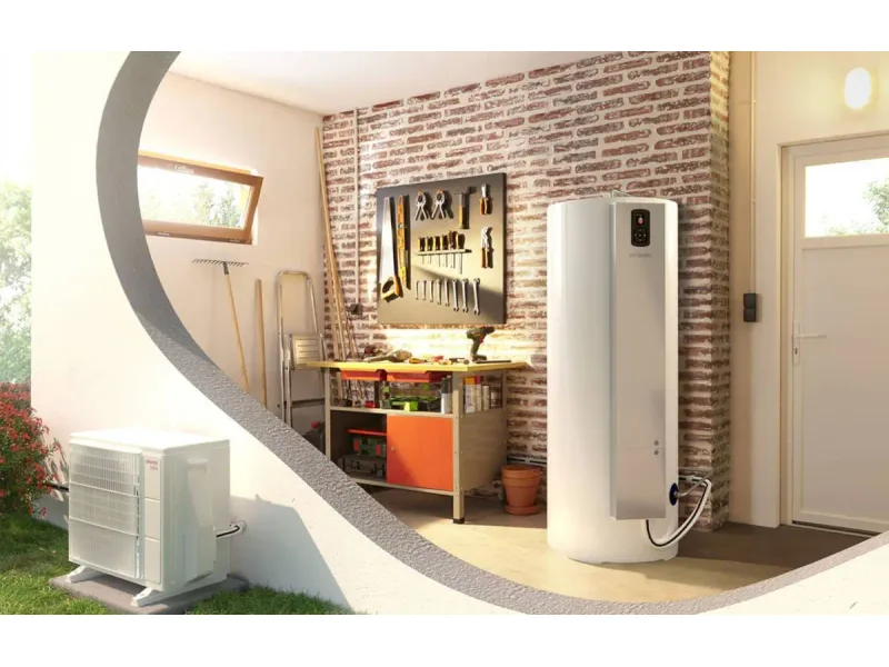 Chauffe-eau thermodynamique split installé au garage — en Bretagne