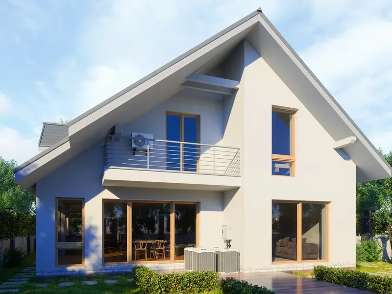 Maison individuelle équipée de groupes extérieurs — climatisation réversible en Île-de-France