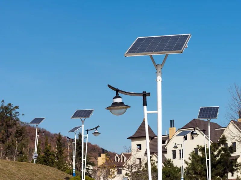 Lampadaires solaires autonomes dans une résidence — en Bretagne