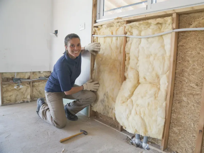 Pose de laine de verre sur un mur intérieur (ITI) — France