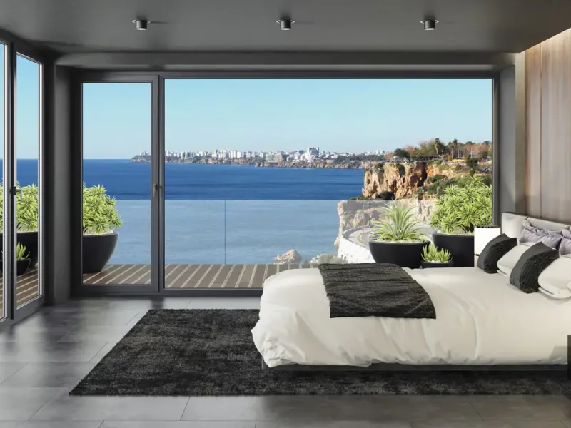 Chambre avec baie vitrée panoramique — France