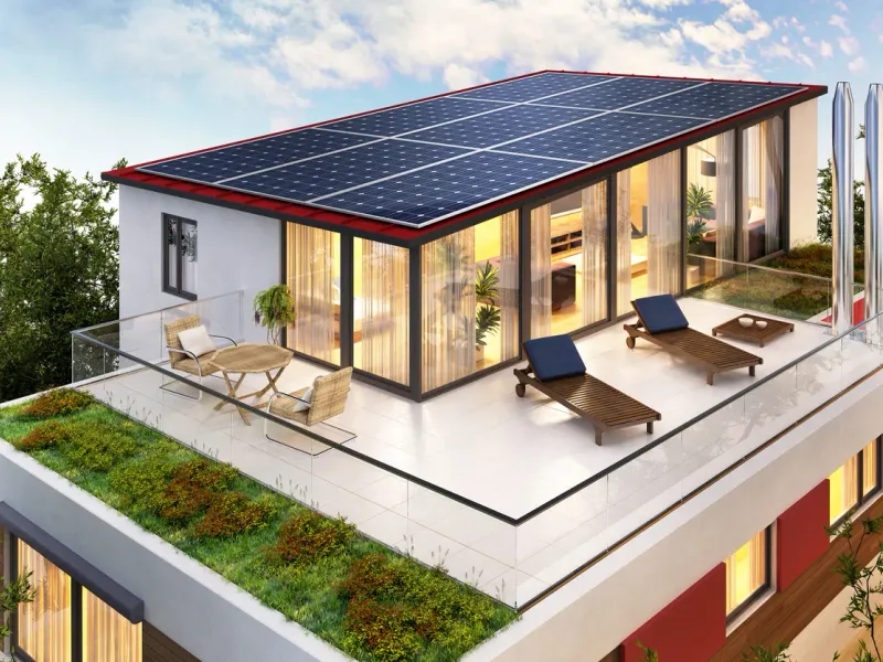Toiture photovoltaïque d’une maison contemporaine — en Normandie