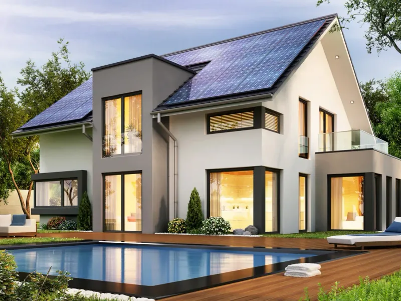 Maison moderne avec panneaux solaires — en Normandie