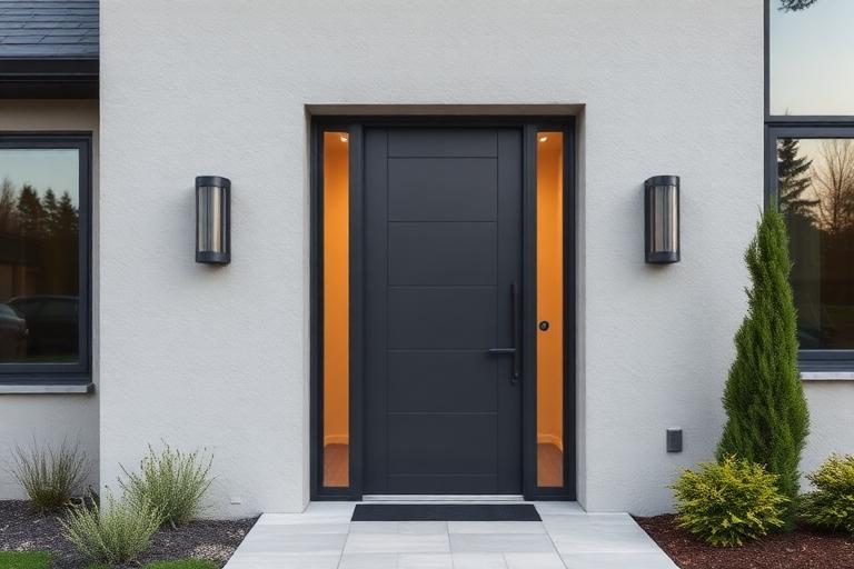 Porte d'entrée en PVC et aluminium